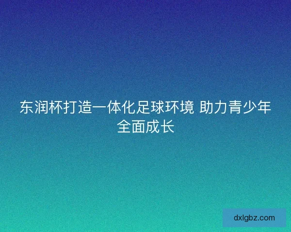 东润杯打造一体化足球环境 助力青少年全面成长 东润杯打造一体化足球环境 助力青少年全面成长