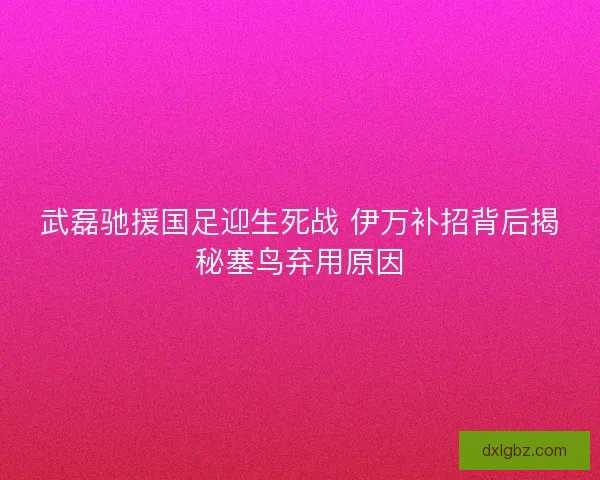 武磊驰援国足迎生死战 伊万补招背后揭秘塞鸟弃用原因